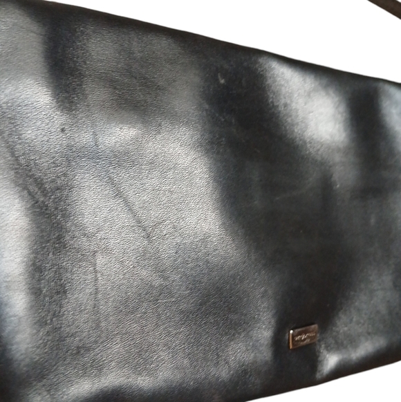 Sergio Rossi Luxe Leather Shoulder Bag Black Clutch - Picture 10 of 13